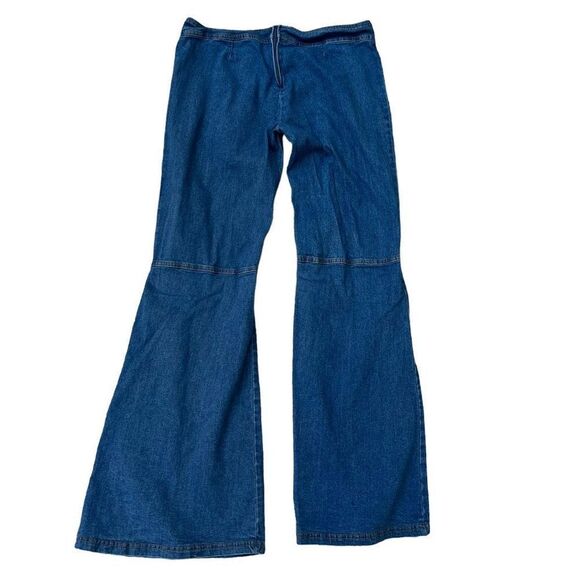 Blue denim vintage flared jeans studded with front slits low rise size 30” - Picture 1 of 6